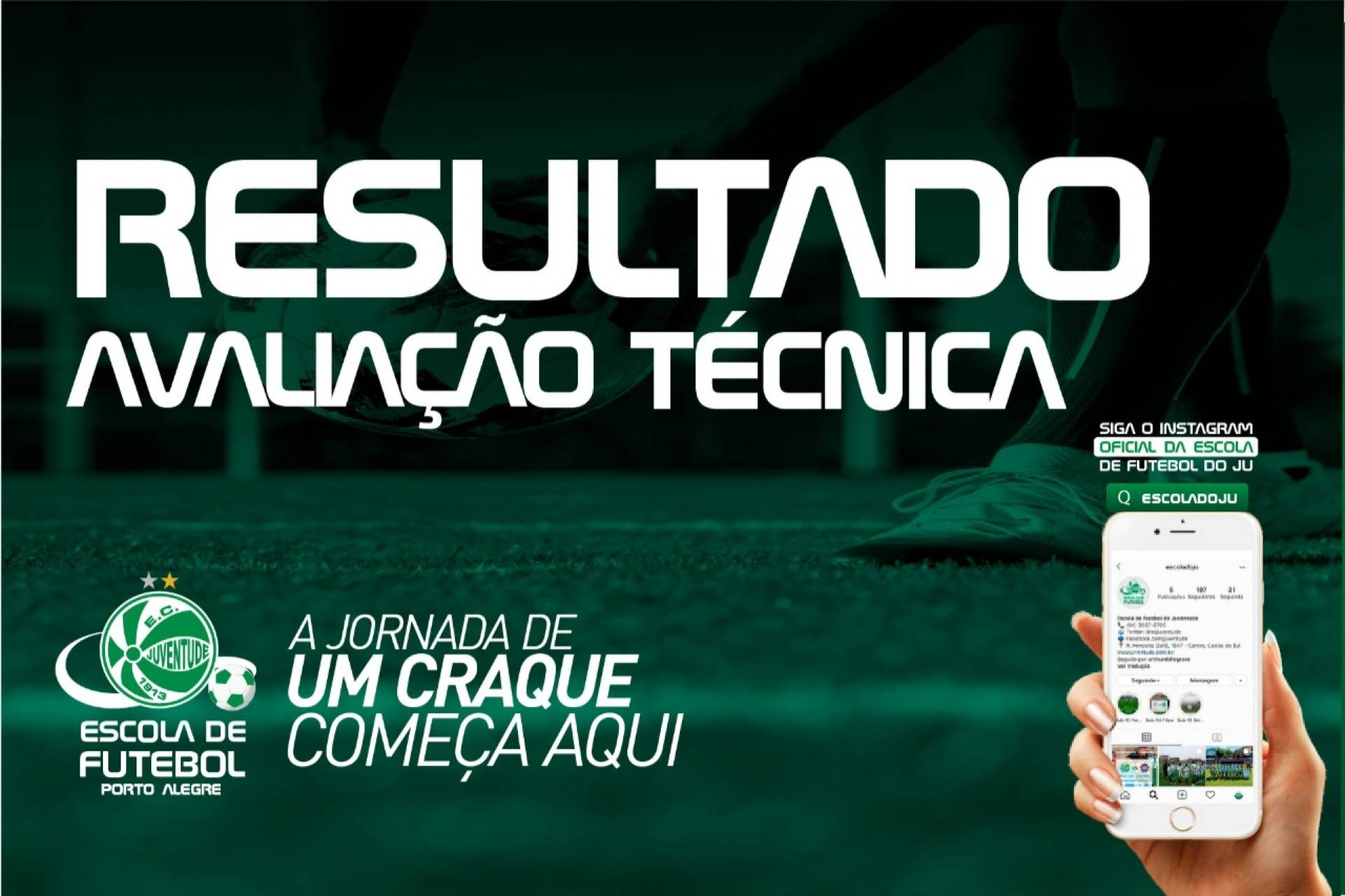Confira a lista de aprovados da 2ª Avaliação Técnica da Escola de Futebol do Juventude em 2025