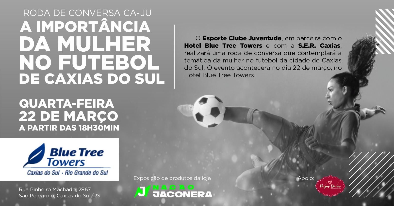 Roda de conversa Ca-Ju: a importância da mulher no futebol de Caxias do Sul