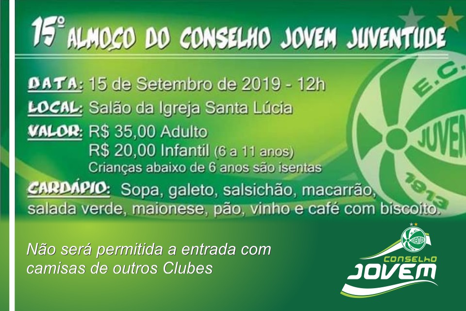 Participe do 15° Almoço do Conselho Jovem do Esporte Clube Juventude