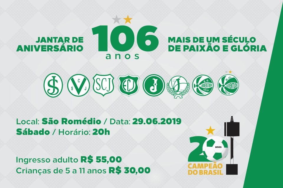Participe do jantar de 106 anos do Verdão!