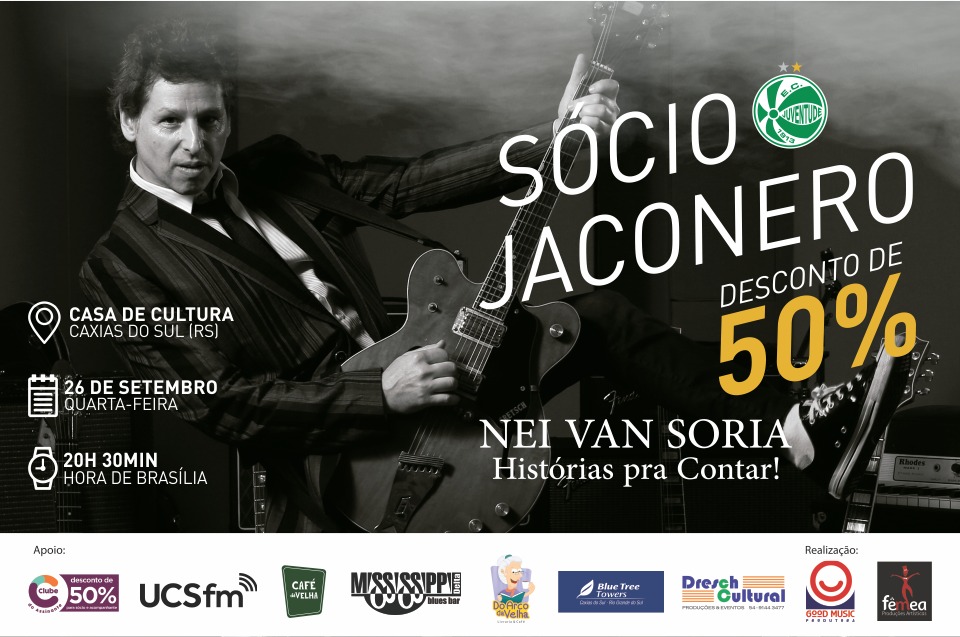 Sócio Jaconero tem desconto no show de Nei Van Soria